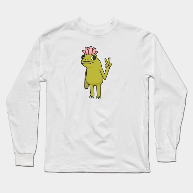 A little crazy frog shows peace gesture Long Sleeve T-Shirt by Viaire